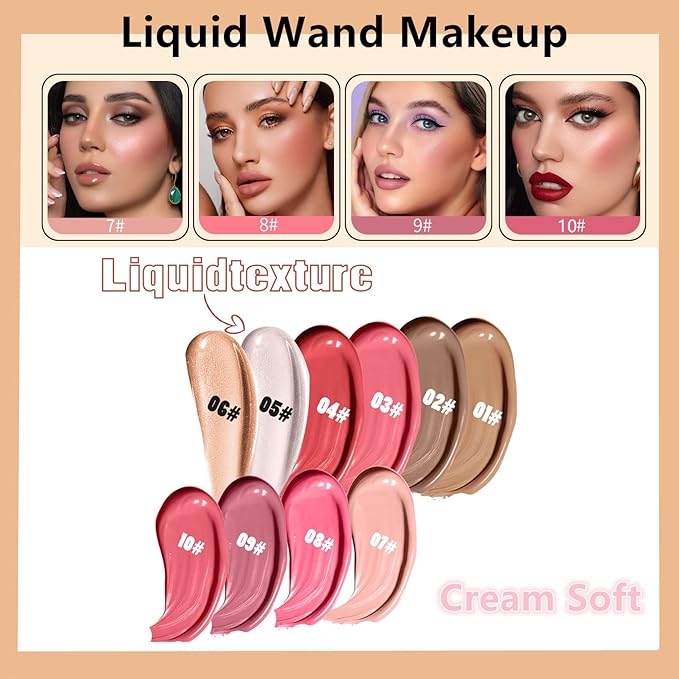 Go Ho Liquid Blush Beauty Wand,Blendable Super Silky Medium Pink