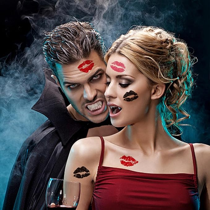 10 Sheets Red Lip Temporary Tattoo, Lip Print Party Decorations