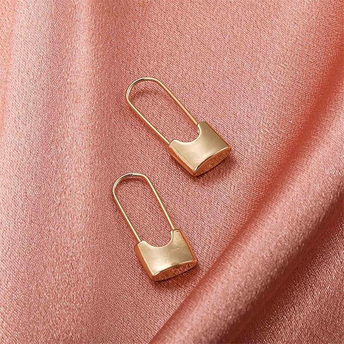 Boho Lock Hoop Earrings Safety Pin Hoop Earrings
