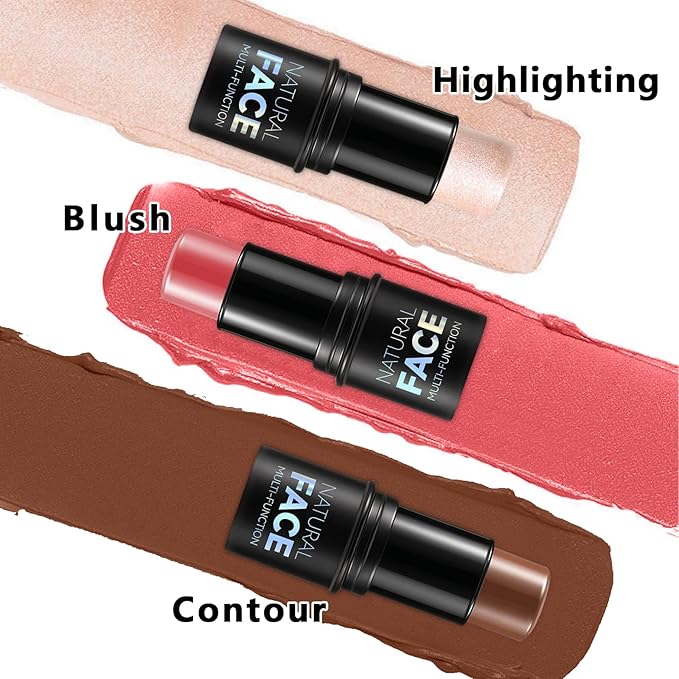 3Pcs Cream Contour Stick Makeup Kit, Shades with (LIGHT MEDIUM)