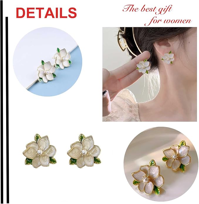 Unique Blue Flower Earrings Studs Vintage