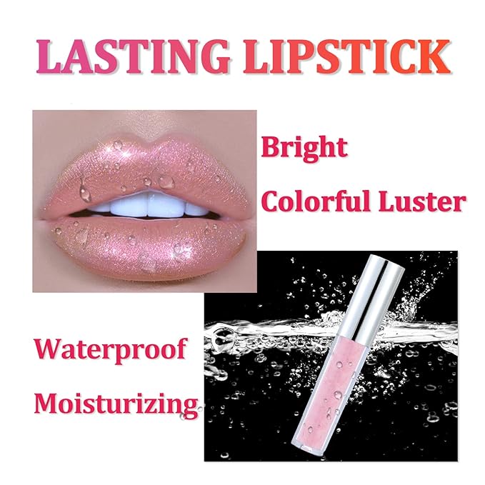 Metallic Lipsticks for Women, Glossy Lipstick Long Lasting Glossy
