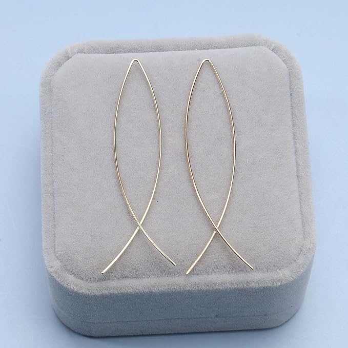 Boho Thin Arch Hoop Earrings Gold Threader Wire