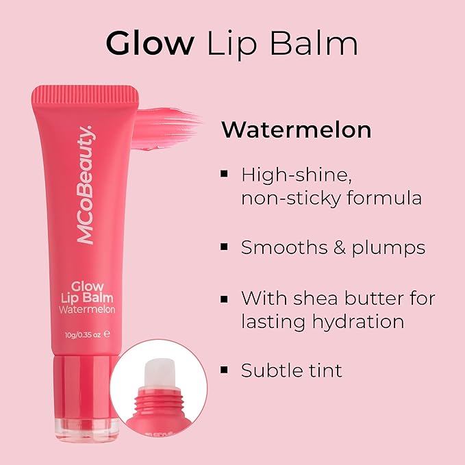 MCoBeauty Glow Lip Balm, Watermelon, Nourishing