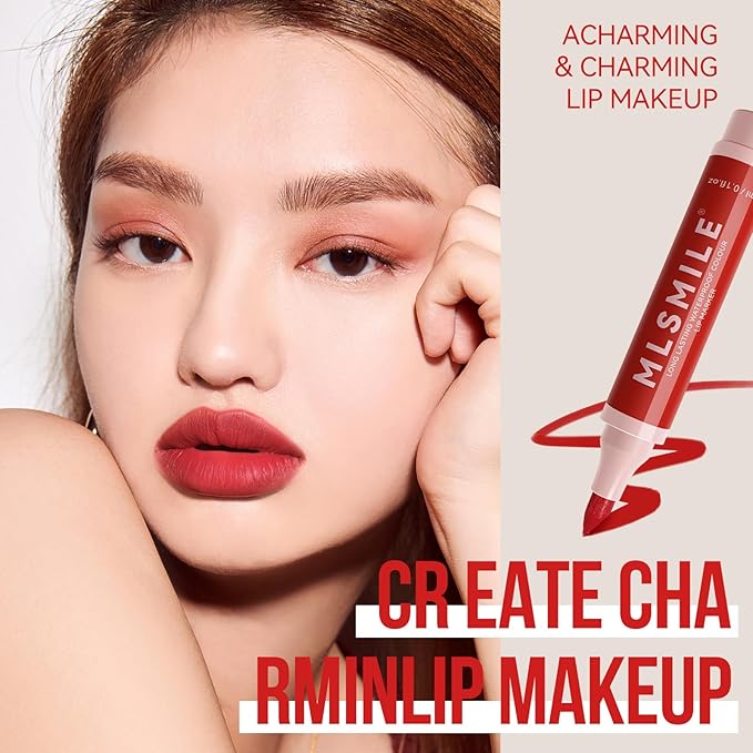 Pink Lip Tint Marker Lip Liner Hydrating And Waterproof Formula, Smudge Proof Water Lip Stain Long Lasting High Pigmented Matte Liquid Lip Liner, Easy To Color, Precise Chisel Tip Marker Pen(01# PINK)