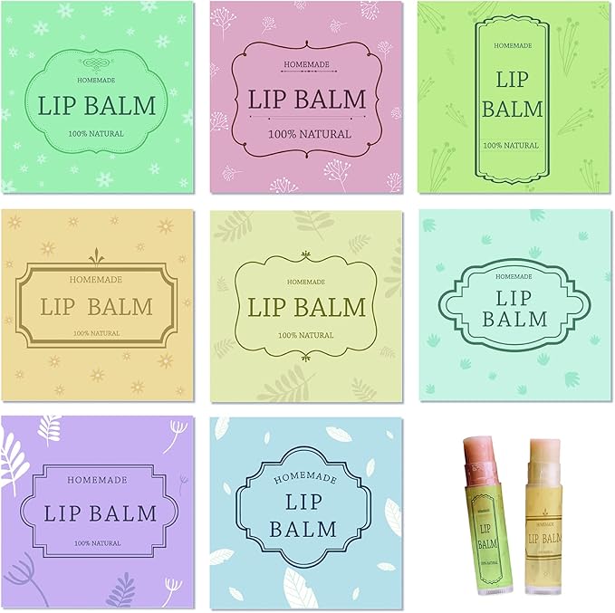CRASPIRE Lip Balm Labels 80pcs Homemade Style-Color)