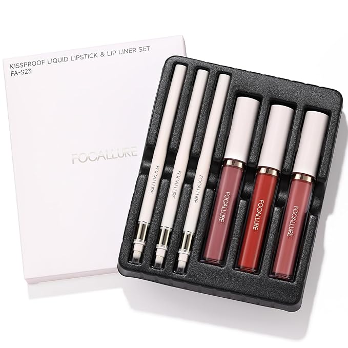FOCALLURE KISSPROOF 6Pcs Liquid Lipstick & Lip Line