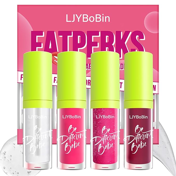 4 Colors Lip Gloss Set,Tinted Lip Oil Long Lasting Non-sticky Shiny Lip Plumping Lip Gloss,Hydrating Moisturizing Lip Glow Oil for Looking Lips,Smooth Glossy Lip Plumper Gloss Set for Women(A#)