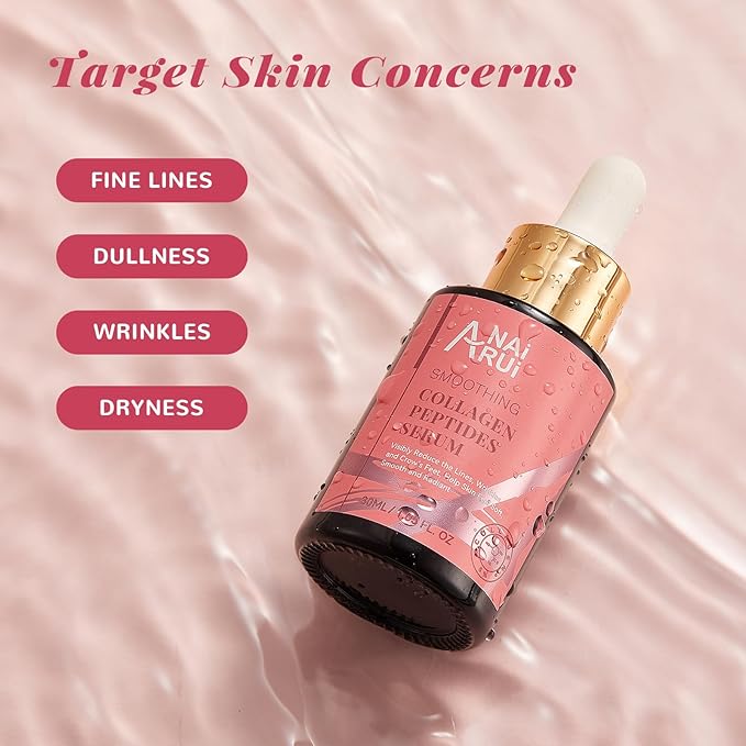 Collagen Peptide Serum with Hyaluronic Acid and Acetyl Hexapeptide-8, Face Plumping, Improve Skin Elasticity, Collagen Peptides Serum for Face 1 fl.oz