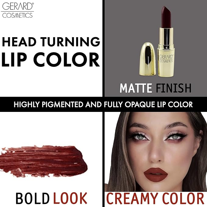 Gerard Cosmetics Lipstick Cherry Cordial | Dark Red Lipstick with Comfort Matte Finish | Highly Pigmented, Smooth Formula with Hydrating Ingredients | Cruelty Free & Made in USA
