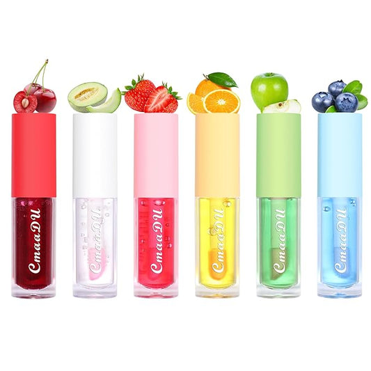 Plumping Lip Oil Set, Clear Lip Gloss for Lip Care, Fruit Flavour Hydrating Lip Glow Oil Toot Lip Oil, Nourishing, Non-sticky