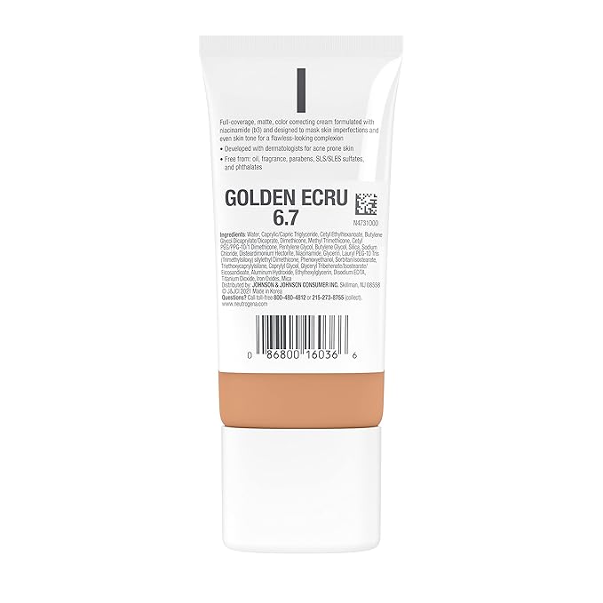 Neutrogena Clear Coverage Flawless Matte CC Cream, Full-Coverage of 2) 1 oz