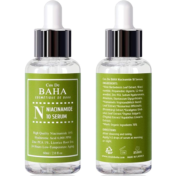 Niacinamide 10% + Zinc PCA 1% Serum for Face - Pore Reducer + Uneven Skin Tone Treatment + Diminishes Acne Prone, Skin Balancing Pore Reducing, Restores Elasticity, 2 Fl Oz (60ml)