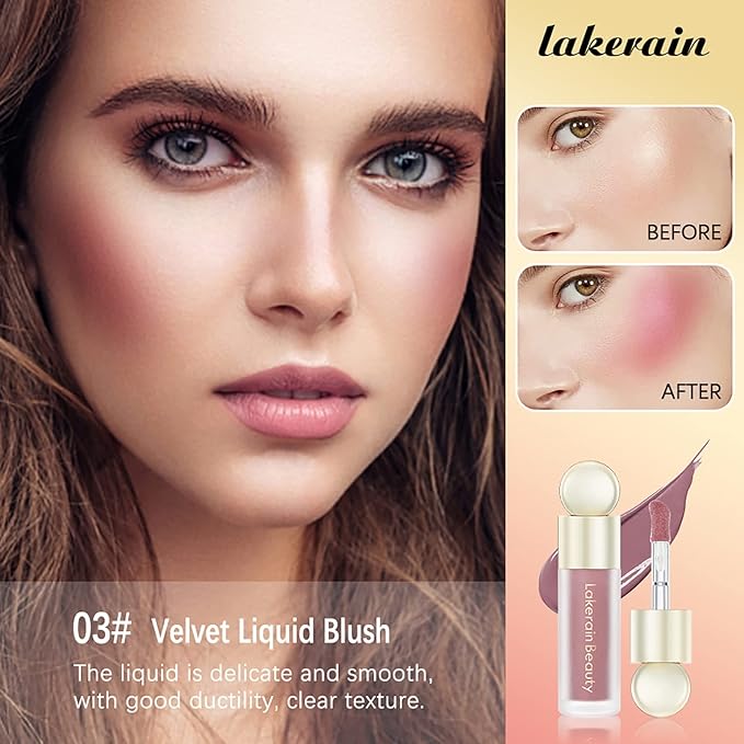 Liquid Blush, Soft Cream Liquid Blush for Cheeks, Everyday Wear(03#)