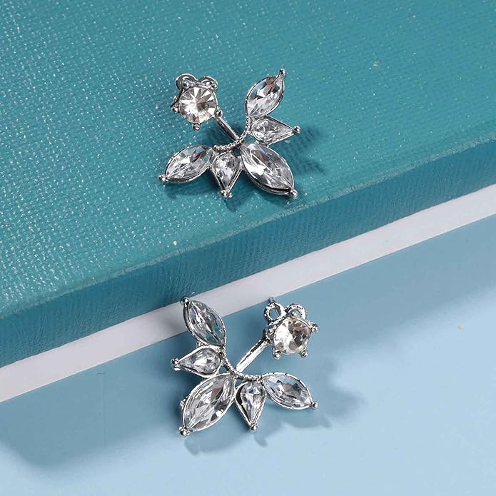 Boho Crystal Lotus Jackets Earrings Gold Crystal Studs