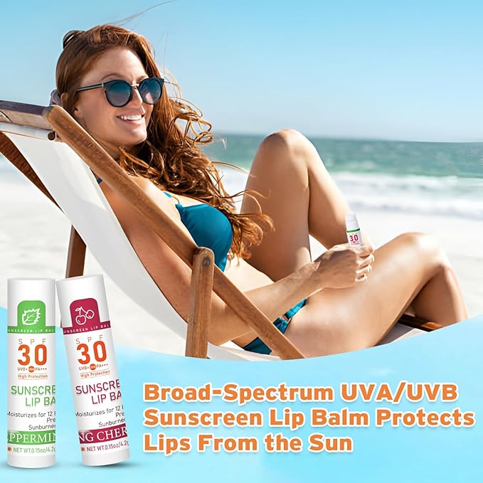 SPF 30 Lip Balm with Sunscreen, SPF Lip Balm Bulk Travel Size-16 Pack, Hydrating Lip Balm Pack with Vitamin E and Coconut Oil- 8 Flavors