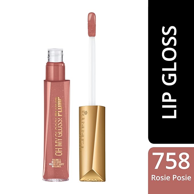 Rimmel Stay Plumped Lip Gloss, 758 Rosie Posie, Pack of 2