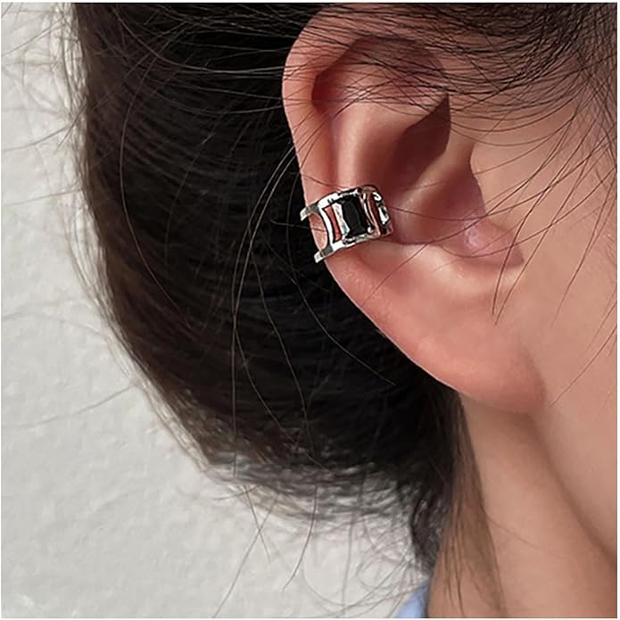 Vintage Crystal Ear Cuff Earrings Black