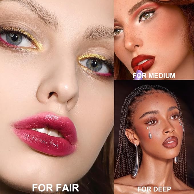 4Pcs Bitten Lips Lipstick Set, Shiny Nude Matte Long