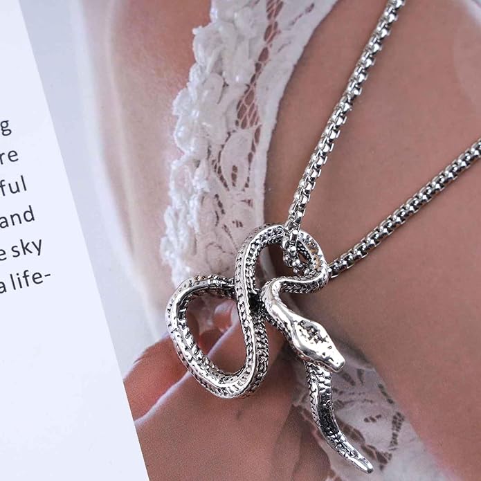Vintage Snake Pendant Necklace Punk Snake