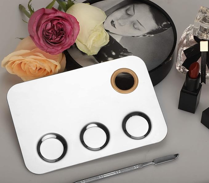 Makeup Mixing Palette, 6x4inch Stainless Steel Makeup Palette