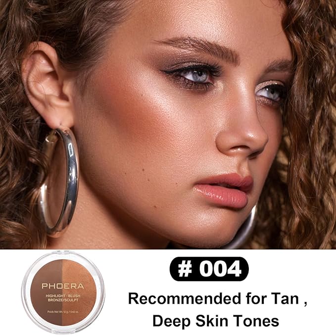 PHOERA Contour Palette,Shades with Highlighter & Bronzer & Makeup (#004)