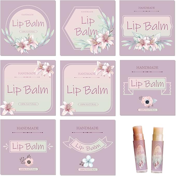 CRASPIRE Lip Balm Labels 80pcs Homemade Purple)