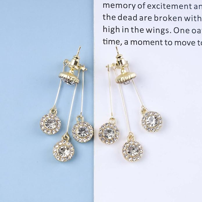 Vintage Crystal Chandelier Drop Earrings Rhinestone Ball Dangle