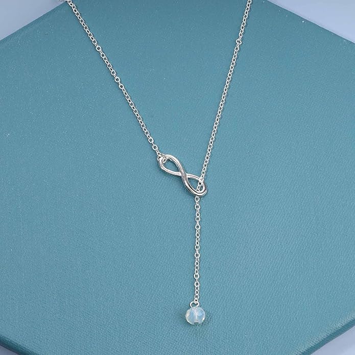 Boho Crystal Infinity Necklace Gold Y