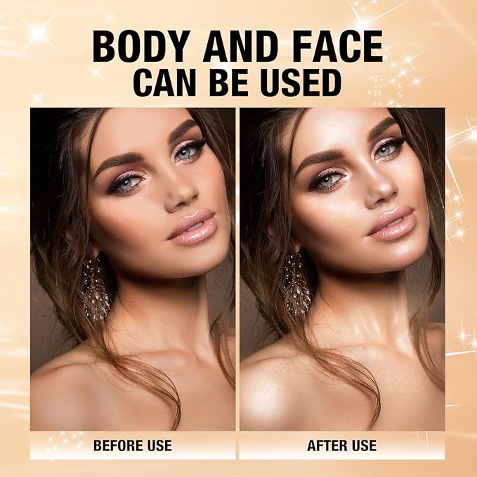 Glitter Body Highlighter Powder Body Shimmer Sparkle Face head( Golden)