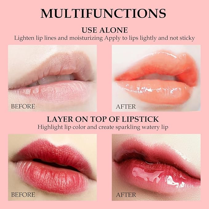 Hydrating Lip Oil for Women, Glossy Lip Color, Transparent Lip Gloss for Nourishing Lip and Make Lip Full, Moisturizing Liquid Tinted Lip Balm for Lip Care, 0.2oz (Light Rose #012)