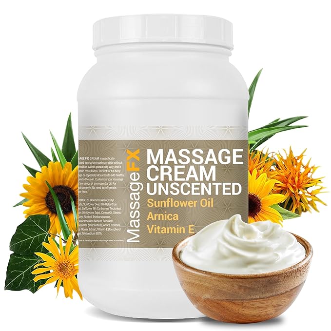 MASSAGE FX Unscented Massage Cream, 1 Gallon - Massage Creams for Massage Therapy - Physical Therapy Massage Cream - Deep Tissue Massage Cream Gallon - Infused with Arnica, Sunflower, & Vitamin E