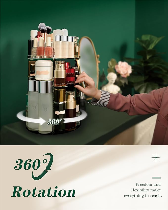 Rotating makeup organizer, 360 spinning