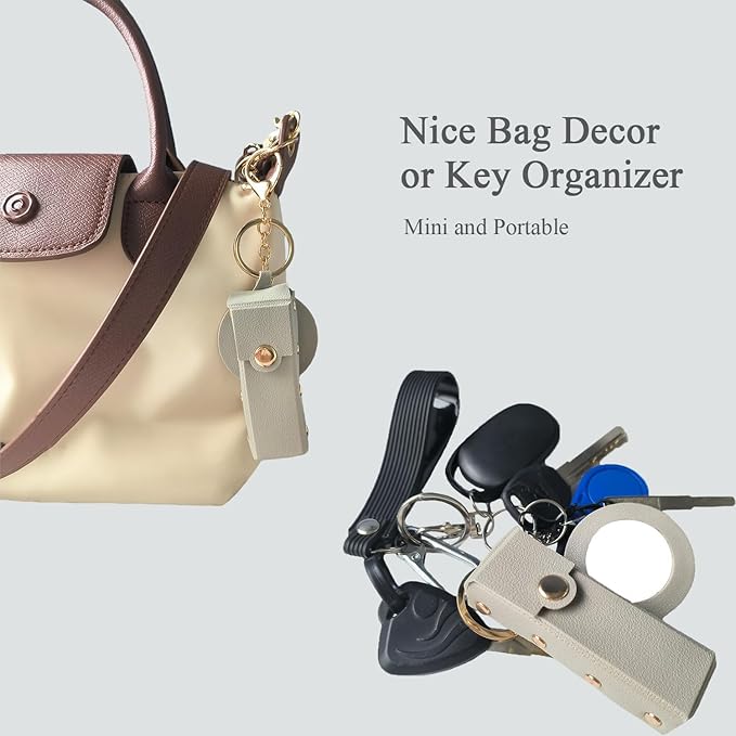 Lipstick Holder Keychain PU Leather Lipstick Pouch Leather Organizer