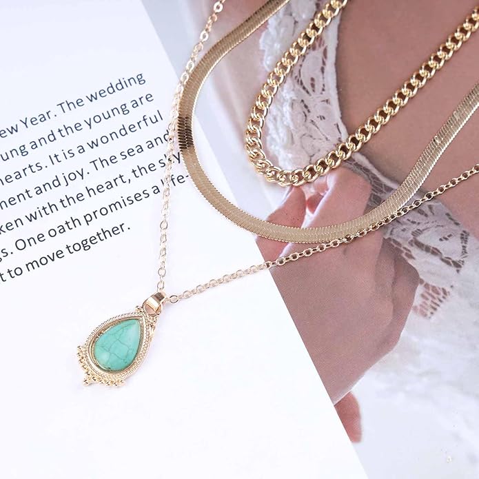 Vintage Layered Turquoise Necklace Turquoise Pendant