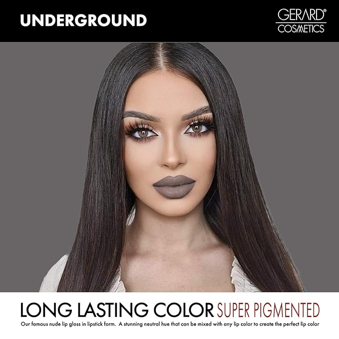 Gerard Cosmetics Lipstick Underground | Mauve Grey Lipstick with Luxe Satin Finish | Highly Pigmented, Smooth Formula with Hydrating Ingredients | Long Lasting | Cruelty Free & Made in USA