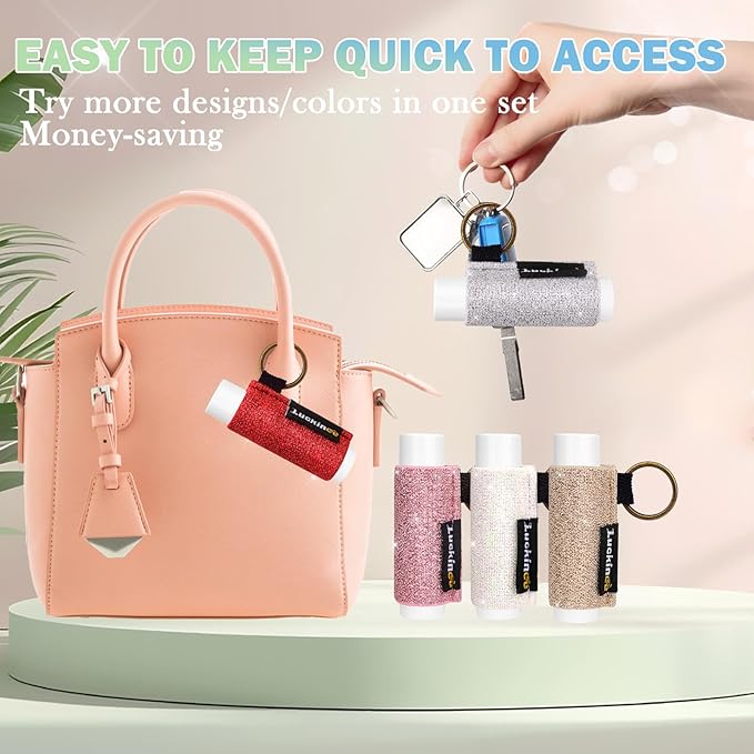 3PCS Lip Balm Holder Keychain Shinny Chapstick Holder Gloss