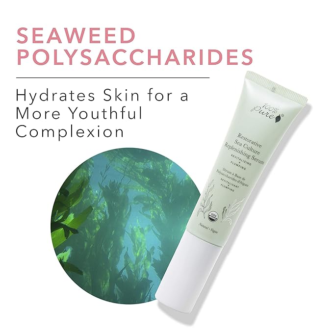 100% PURE Restorative Sea Culture Replenishing Serum, Anti-Aging Serum, Hyaluronic Acid for Face, Hydrating Serum for Everyday Use - 1 Fl Oz