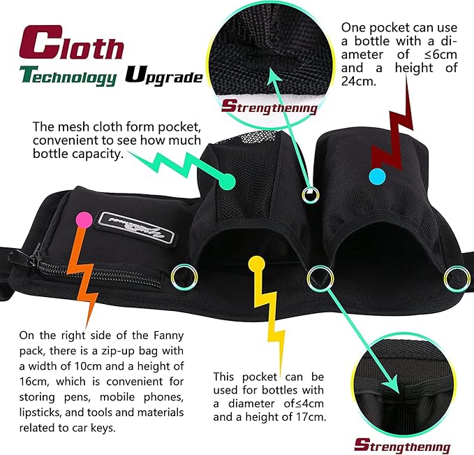 Massage Bottle Bag Massage Therapist Holster Massage Lotion Holster Massage Oil Holster(YR-3KD-Black)