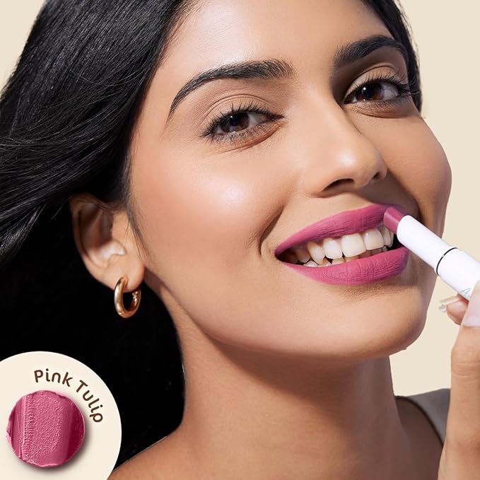 Mamaearth Moisture Matte Lipstick (08 - Pink Tulip) | Infused with Vitamin E | 12-Hour Long Stay & 8-Hour Moisture Lock | Cruelty-Free & Smudge-Proof | 0.07 Oz/2g