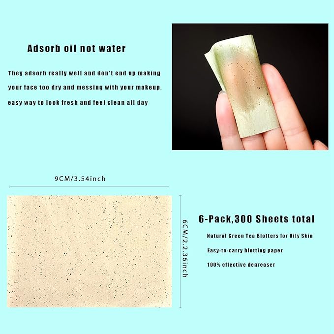 Oil Blotting Sheets, Random pattern 6-Pack,300 Sheets total, Men Women
