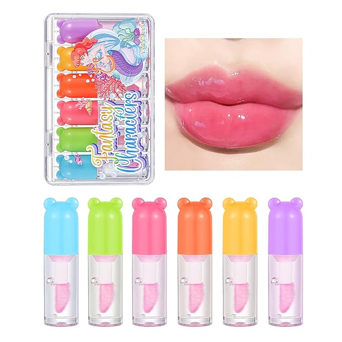 Color Change Plumping Lip Oil Set, Infuse Flowers Clear Lip Gloss for Lip Care, Natural Plant Hydrating Lip Glow Oil Toot Lip Oil, Nourishing, Non-sticky