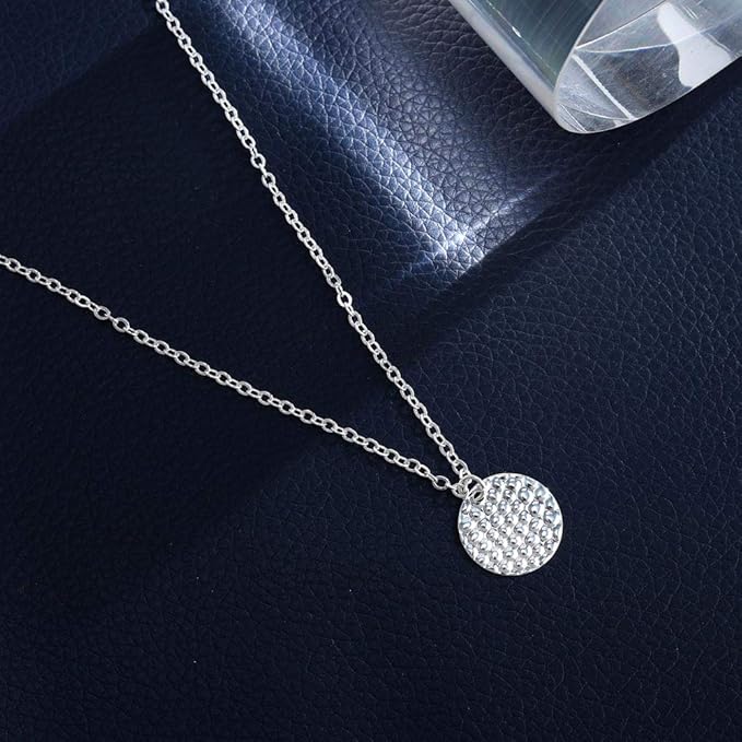 Boho Layering Disc Pendant Necklace Silver