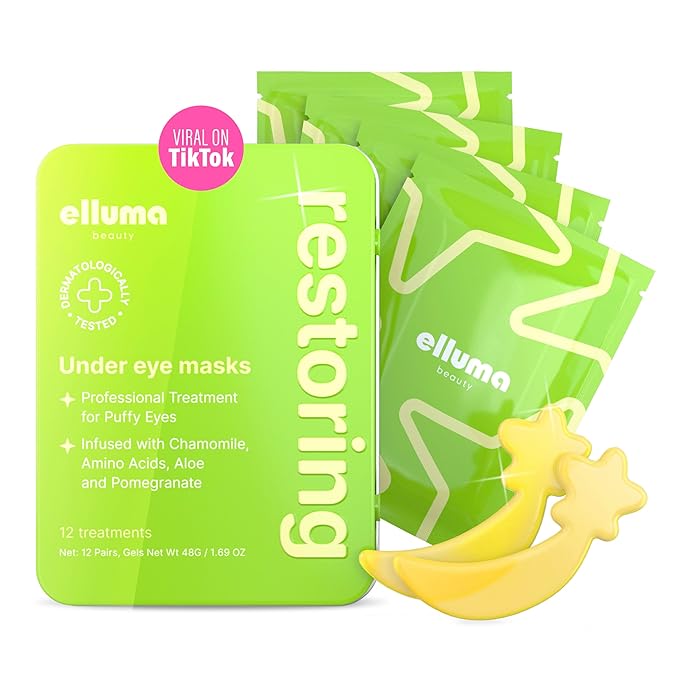 Under Eye Patches – 24 Hydrogel Pads: Energizing & Restoring Sets Caffeine with and Chamomile