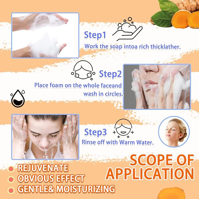 2PCS Turmeric Soap Bar for Face