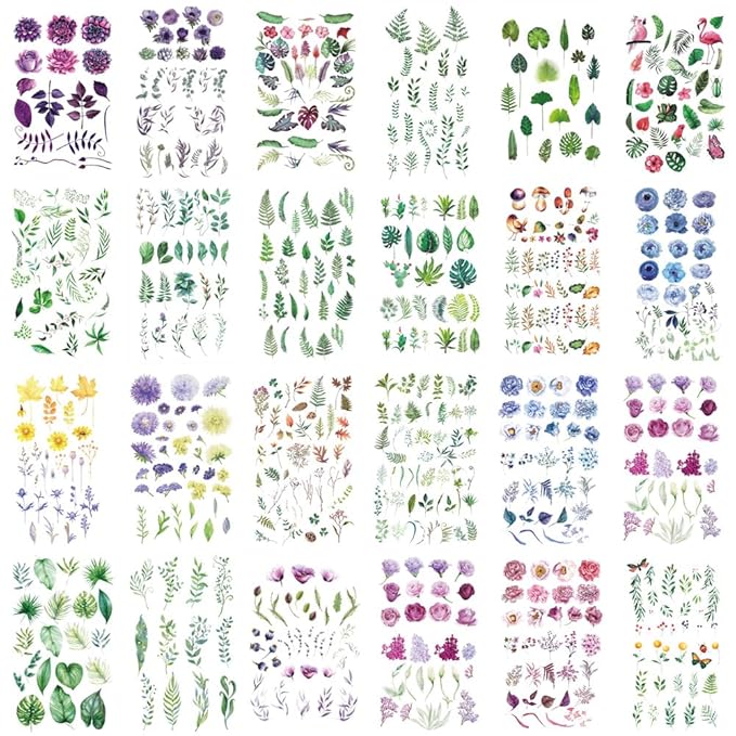 WEETUU 24 Sheets Small Floral Temporary Tattoo for Stickers (T05)