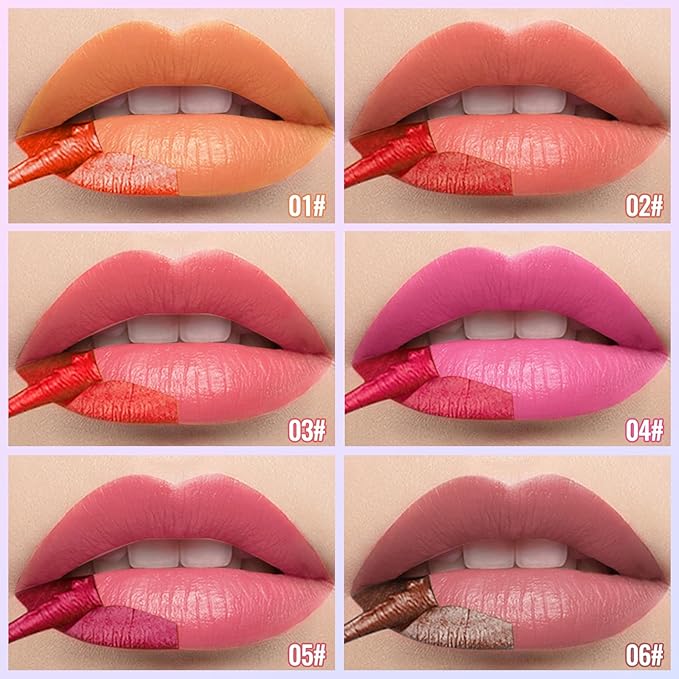 Erinde 2 Colors Peel Off Matte Lip Tint Stain, Magic Tattoo Lip Gloss, Waterproof Tinted Lip Stain, Non-Stick Cup, Long Lasting Natural Nude Matte Lip Makeup, Set C