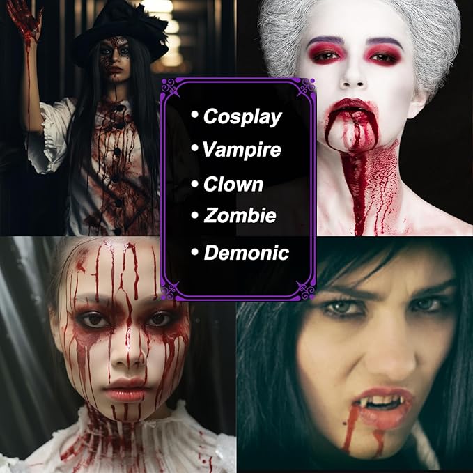 BOBISUKA Halloween Fake Blood + 10 Pack of Mouth Clothes