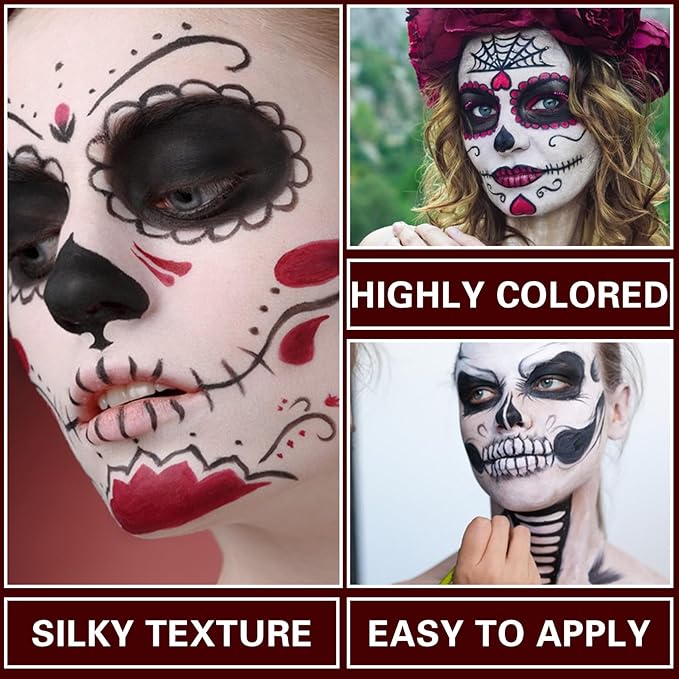 Clown Makeup Kit Black White Red Face Body