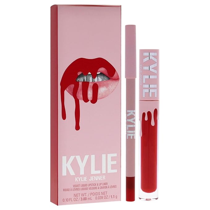 Velvet Lip Kit - 405 Red Velvet by Kylie Cosmetics for Women - 2 Pc 0.10oz Velvet Liquid Lipstick, 0.03oz Lip Liner
